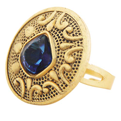 STORE INDYA Ring for Women Indian Ethnic Kundan Antique Finish Rhinestone Faux Crystal Freesize