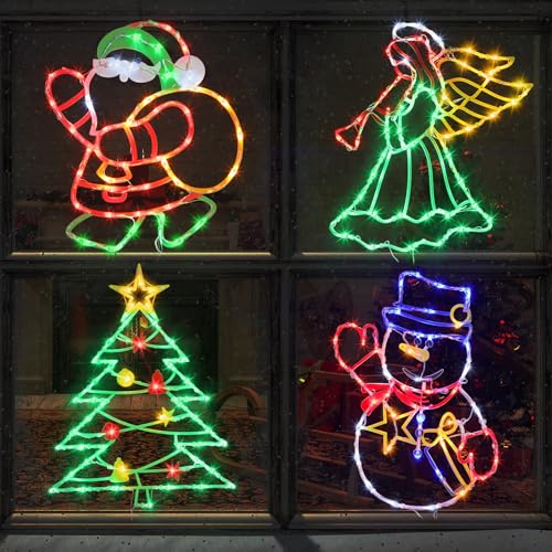 TRWYMZ Christmas Decorations - 16 Christmas Window Silhouette Lights