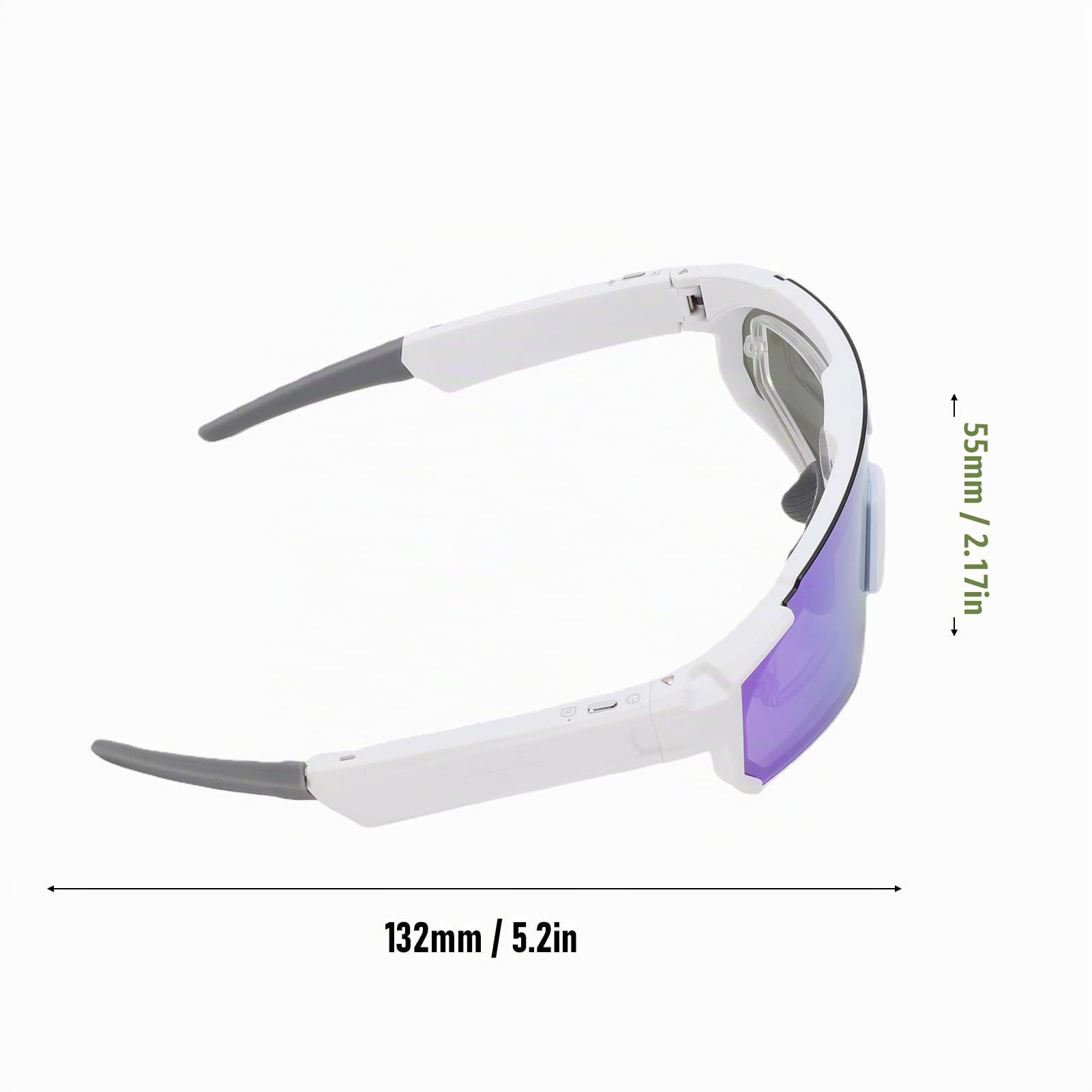 Tosuny Lunettes Intelligentes 4K AI avec Caméra, Lunettes de Soleil Bluetooth pour le Cyclisme, le Ski et les Sports de Plein Air, Commande Vocale, Suppression du Bruit ENC, Stabilisation (Blanc Bleu)