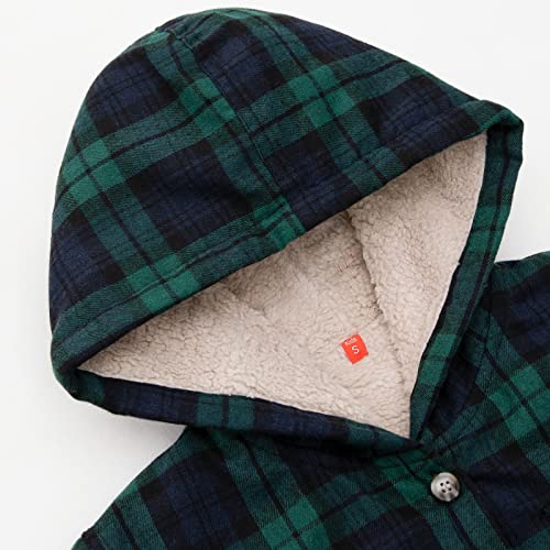 Image of ThCreasa Girls Sherpa Lined Plaid Button Hooded Jacket | Fully Interior Lined, Button Up, Flannel Outer, Family Photo Ready, School To Holiday Events, Fall Winter Shacket With Hood