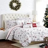 Southshore Fine Living, Inc. Christmas Comforter, King Size with Pillow Shams, Holiday Bedding Set, 3-Piece King/California King Comforter Set, Holly Jolly Christmas Tree & Reindeer, Red & White