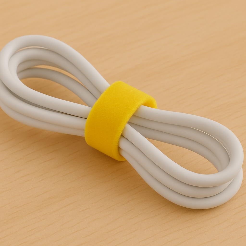 ADAPTOLL Cırt Cırt Sabitleyici Kablo Düzenleyici 5 metre x 1cm Kanca ve Döngü Kayışları, Tekrar Kullanılabilir, Çift Taraflı Kanca Rulo Düzenleyici Kayışlar, Bağlama Bandı (Sarı)