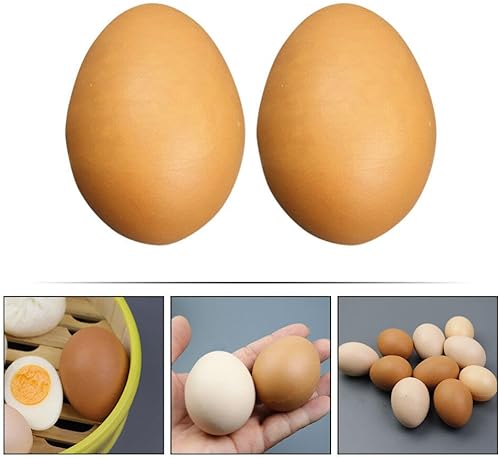 Miniatura 7 de HOMSFOU Huevos falsos 2 piezas de huevos de gallina realistas, huevos artificiales de plástico, modelo de alimentos realistas para cocina,