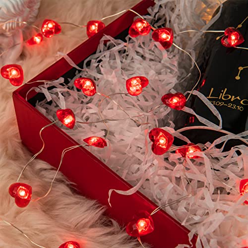 Kaisnova Mother's Day Decor Red Love Heart Shaped Fairy String Lights Battery Powered With Remote & Timer 10Ft 40 Leds Twinkle String Lights For Wedding,Anniversary, Valentines Day, Party Decorating #TOP3