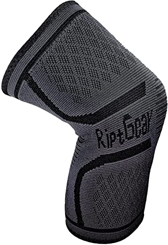 RiptGear Compression Knee Sleeve - Knee Braces for Knee Pain, Compression Knee Brace, Knee Support for Women & Knee Brace for Men - Running Knee Brace, Knee Sleeves Weightlifting (X-Large, Gray (1 Pack))