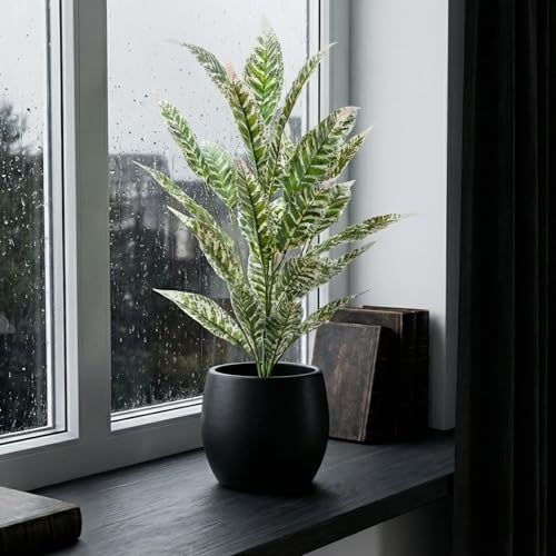 Image of Dekorly Artificial Plant Leaves Tropical Monstera Large Artificial Plants Fake Zebra Leaf Plastic Palm Tree Branch for Home Garden Decor | 26 Leaves (Green-G, Height : 76CM)