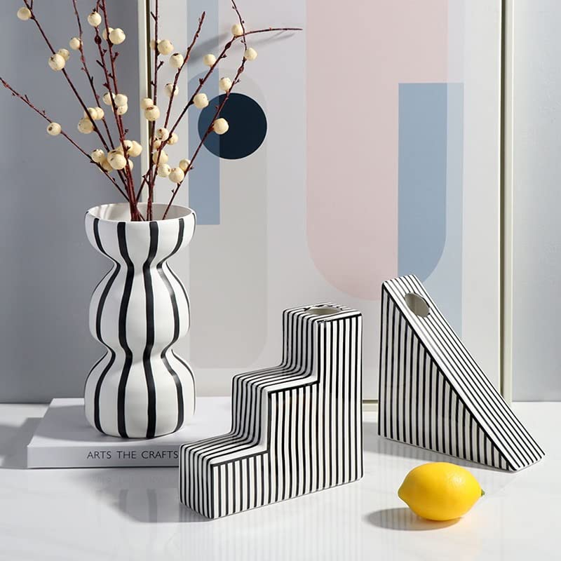 Rzeźba statua nordycka współczesna minimalistyczna czarno-biała książka w paski według Bookend dekoracja stołu pokój kryty wazon ceramiczny dekoracja figurki