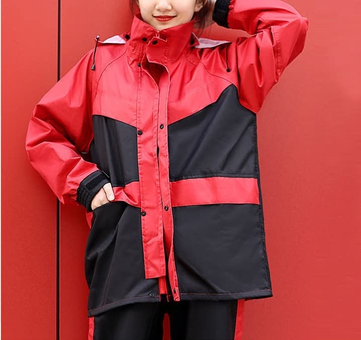 Männer Frauen Motorrad Regenmantel Motorrad Regen Anzug Moto Regen Mantel Jacke Hosen Biker Regen Set Motorradfahrer Frauen(Red,3XL)