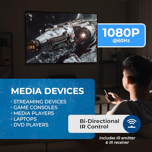 Image of Orei 1080p HDMI Extender Over Cat5e /6 Ethernet LAN Cable Up to 165 ft (50m) IR Signal (EX-165C), Black
