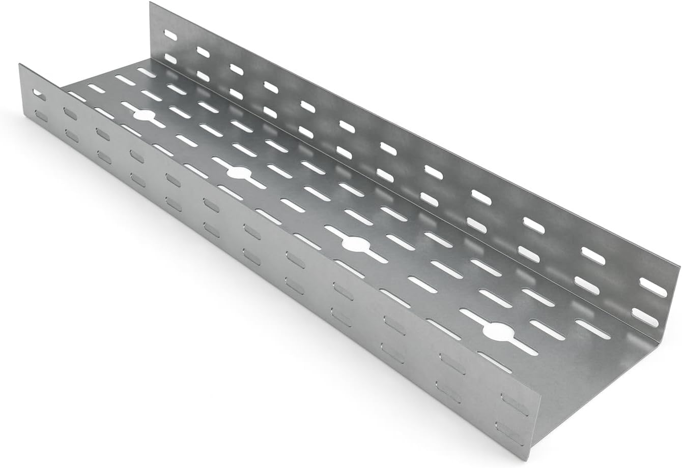 Steel Cable Track - Cable Tray Cable Duct Cable Guide for Mounting Systems, Grey, Industrial Electrical Installation (60 x 300-1 m)
