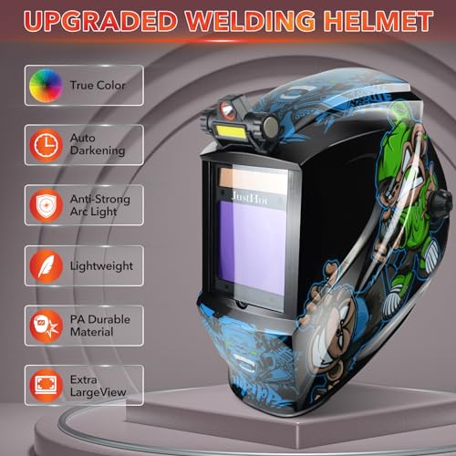 Image of Large Viewing Welding Helmet Auto Darkening Welding Hood with Light