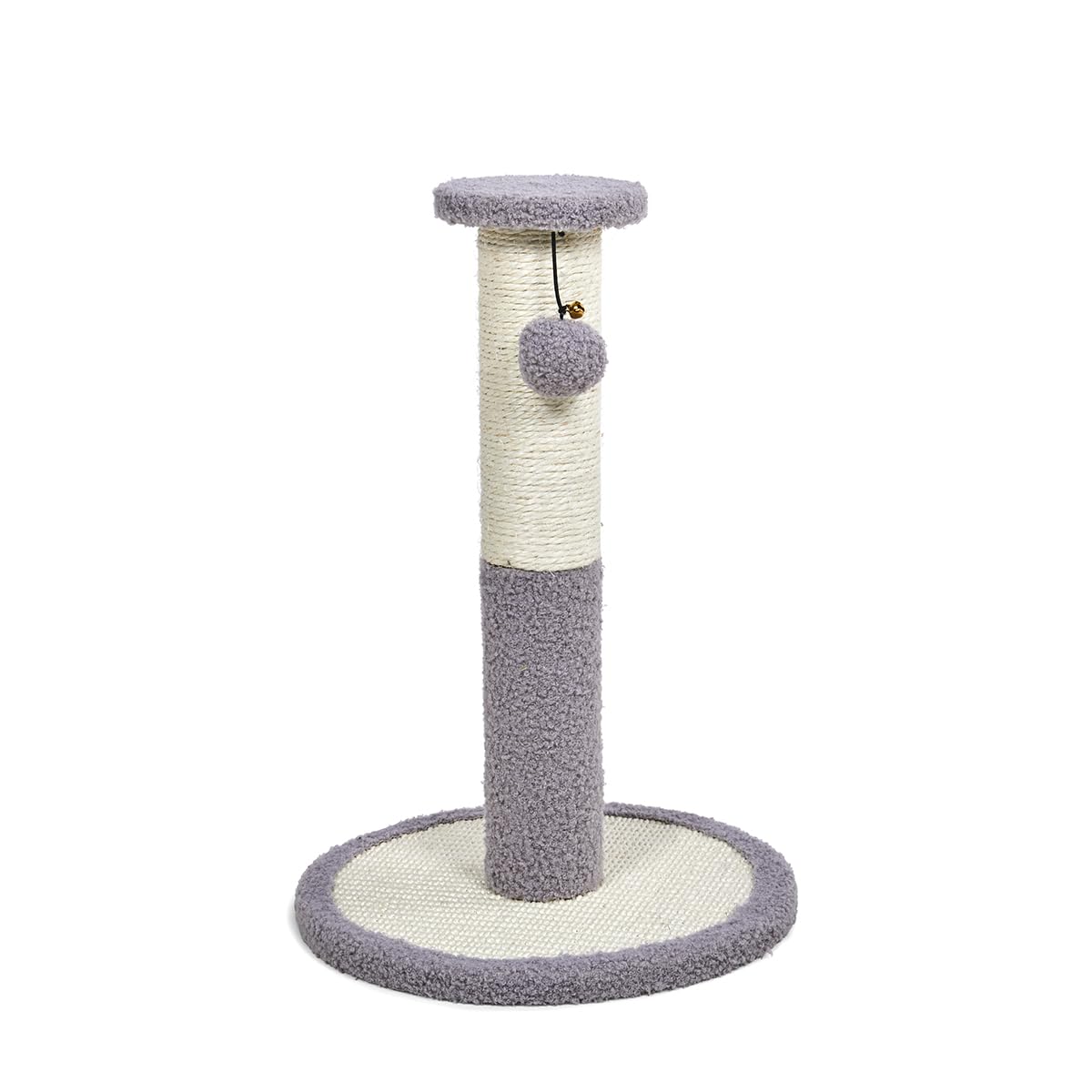 Petface Sisal and Teddy Fleece Cat Scratcher Post, Compact Scratch Post for Claw Care & Play, Small 30 x 30 x 43 cm (Pack of 1) — image 1