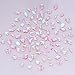 Tisslan 100pcs Pink Aurora Nail Rhinestones 10 Shapes Mix Flatback Heart Circle Gems for Nail Art 3D Design Manicure Beauty Crystals Accessory Supplies