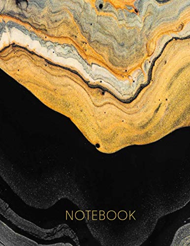 Notebook: Wide Ruled Lined Notebook Journal, Black and Gold Ink, 120 Pages, Large (8.5x11 inches) A4 Size, Journal, Notebook