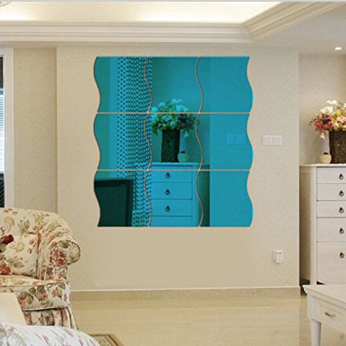 Buy 6pcs Mirror Wall Stickers Wave Shape Wall Sticker For Home Bedroom
