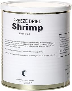 Freeze Dried Uncooked Peeled Shrimp Fillets 25 Year Shelf Life 1 Gallon Can