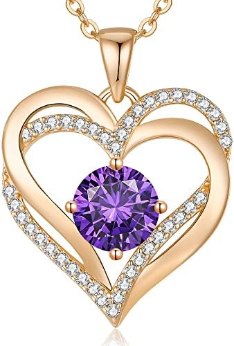 LOUISA SECRET Love Heart Birthstone Necklaces for Women, 925 Sterling Silver Women Pendant Necklace, Mother’s Day Birthday Anniversary Jewelry Gift for Woman Mother Mom Wife Her Girlfriend Girl