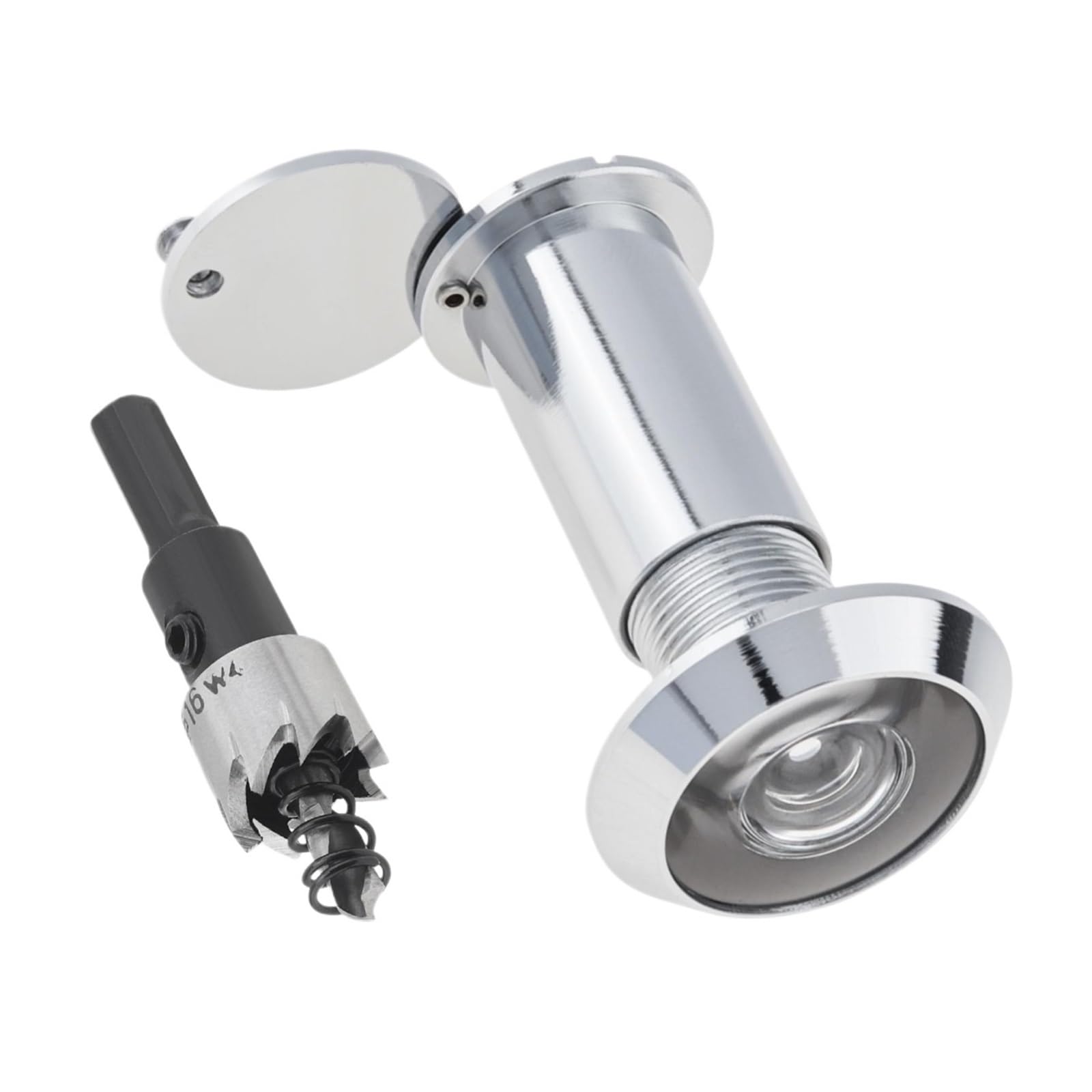 16mm 200 Stopni Wizjer Do Drzwi Szklany Obiektyw Szerokokątny Bezpieczeństwo Peek Peep Otwory O Grubości 35-60mm Z Wiertłem Jasna Wizja(Silver)