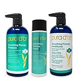 PURA D'OR Smoothing Therapy Shampoo, Conditioner, and Styling Cream 3-Piece Set - For Anti-Frizz, Dull, Dry, Brittle Hair, Sulfate Free with Natural Ingredients, Men & Women (Packaging may vary)