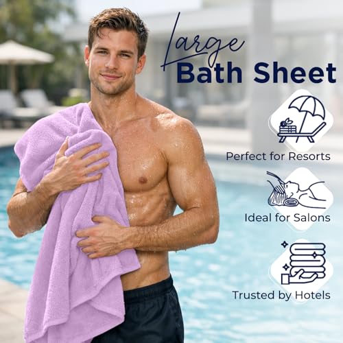 Image of DAN River 2 Pack Bath Sheets Extra Large 35x70, Large Bath Towels for Adults, XL Oversized Heavy Duty Towel Set, 600 GSM 100% Ring Spun Cotton, Soft Quick Dry, Lavendar