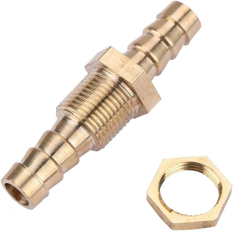 Hose Barbed Bulkhead Brass Rough Pipe Fitting Connector Adapter for Hose Water Air Fuel 2 Pcs (10mm), Gold - Image 4
