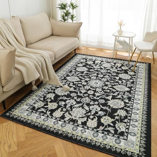 Tapis persan vintage à motif floral pour salon, tapis persan anti...
