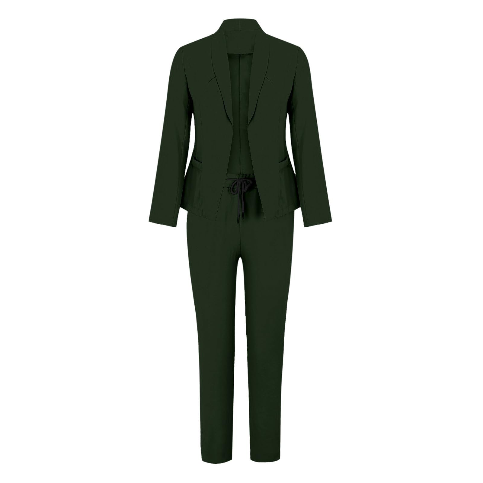 Hosenanzüge Damen hosenanzug damen sportlich Blazer 2-teilig Anzugjacke Karo Einfarbig Anzug Set Slimfit Festlich Damenanzug Freizeitmantel Business Mode Revers Mantel Sportlich Streetwear Elegant