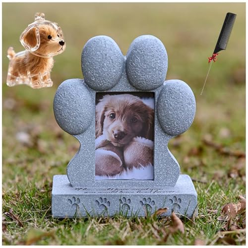 ペットの毛 キーホルダー そして 犬の記念ギフト, 写真フレーム用スロットとペットの毛髪収集機能付き ペット墓標 ペット愛好家、家族、友人への贈り物,silver-B