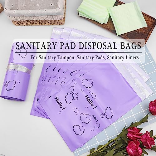 Image of Sanitary Disposal Bags Pack of 300,Cute Purple Sanitary Pad Disposal Bags 7x12inches Opaque Feminine Hygiene Disposal Bags Sanitary Trash Bags for Tampons,Sanitary Liners