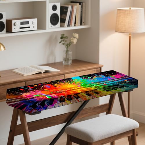 Image of Nuxovilar Neon Keys Piano Cover Elastic Milk Silk 88 Key | Elastic Protector Keyboard Guard Digital Instrument Wrap Dusting Home Studio Performance (Neon Lit Keys)