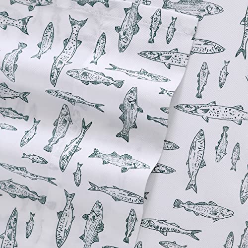 Image of Eddie Bauer - Full Sheets, Cotton Percale Bedding Set, Crisp & Cool Home Decor, Dorm Room Essentials (Albright Hill Green, Full)