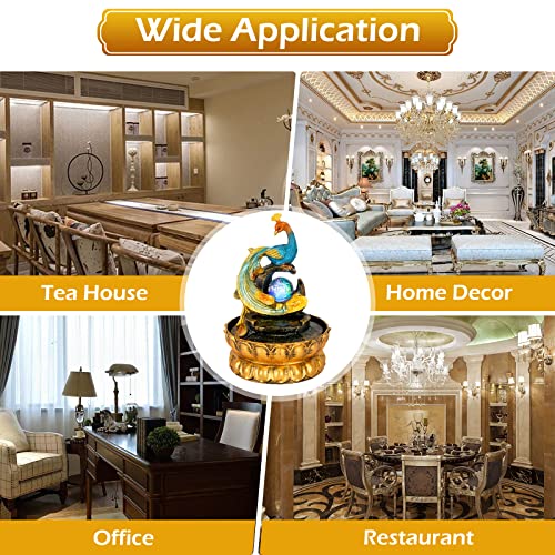 Dyna-Living Tabletop Water Fountains with Illuminated Rolling Ball Feng Shui Zen Waterfall Fountain Water Feature Indoor Relaxation Fountain for Home Office Decor Relaxation 7.9" X7.9" X11" Gold - Image 6