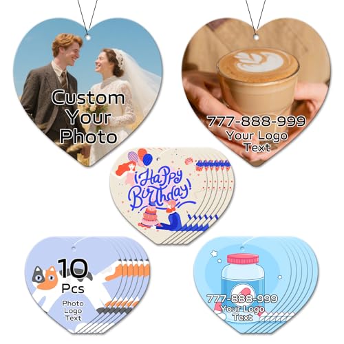 Image of HINFKA Custom Car Air Fresheners for Company Logos | Business Gifts; Event Giveaways; 10-1000 Pcs Bulk Orders; Double-Sided Print; Scent Options Available; Heart