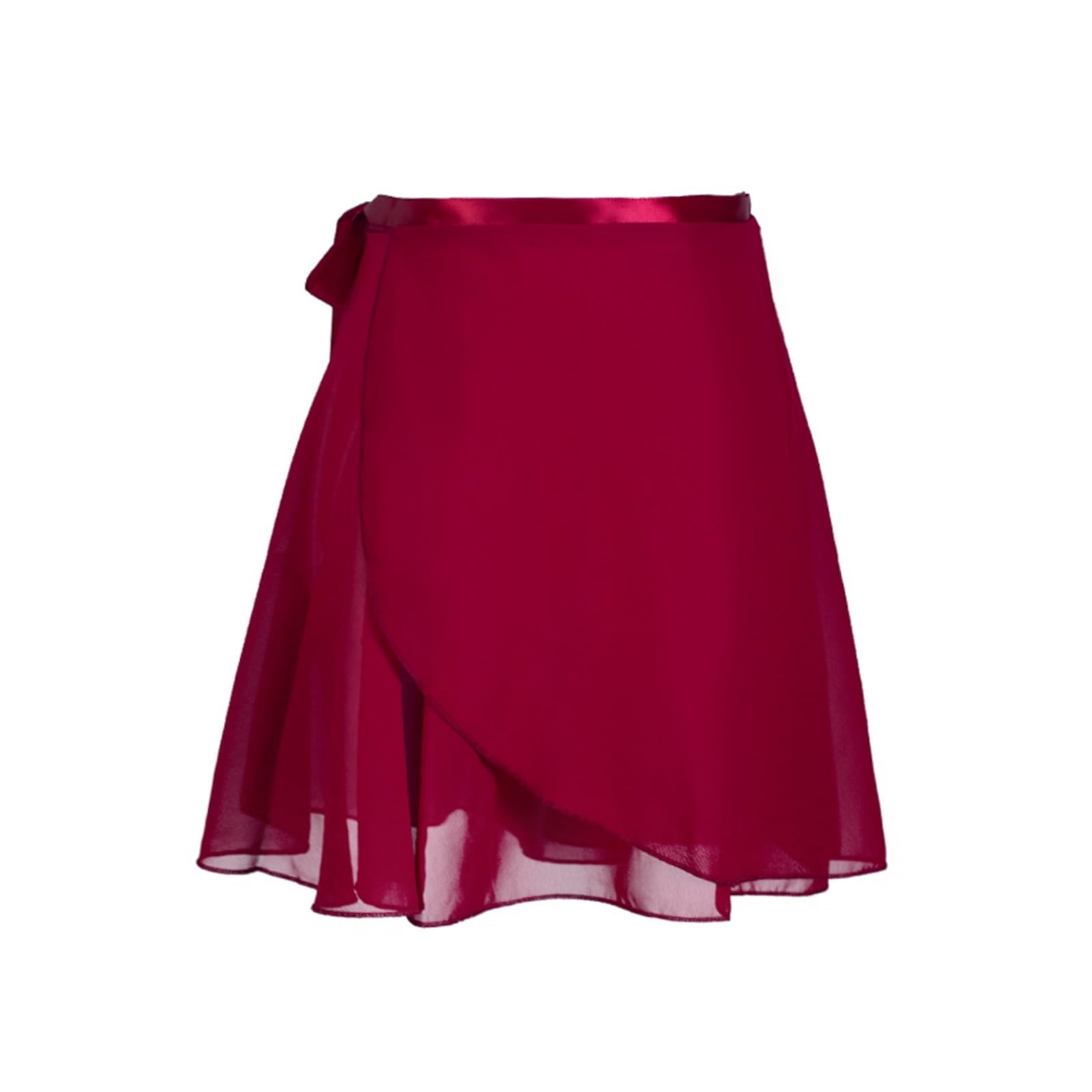 ETRYOX Ballet Wrap Dance Skirt for Women and Girls - Chiffon Mini Short Skirt (W-red, XL(Height 160-175cm))