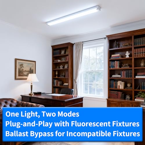 Image of 16-Pack Fluorescent Light Bulbs Replacement 4FT, T8 LED Bulbs 4 Foot Type A+B, 24W (65W Equivalent) 3200LM, 6000K Daylight White, 48 Inch Tube, F32T8 or F40T12 LED Replacement, Non-Dimmable