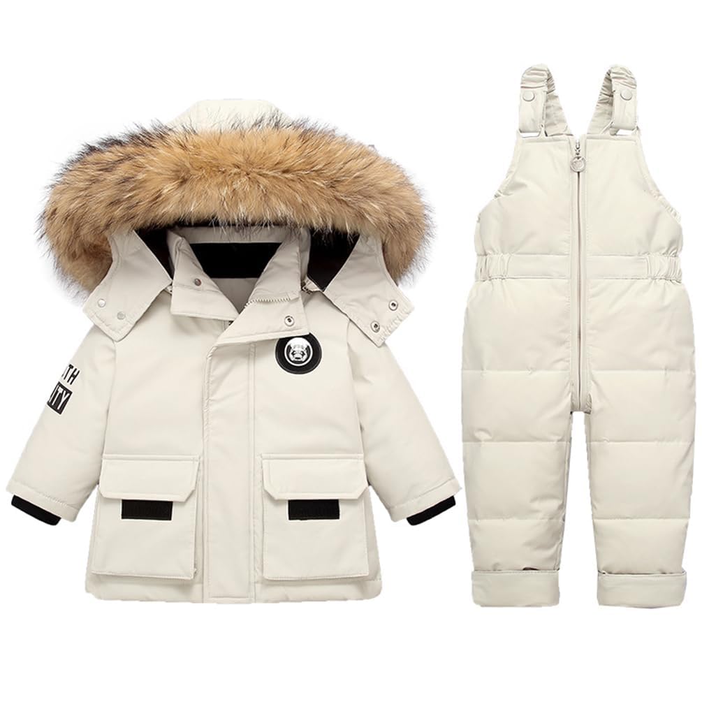 Baby Kleinkind Schneeanzug Warm Winteranzug Winterjacke Und Skihose Mit Schneelatzhose Lätzchen Hose 2pcs Outfit Set