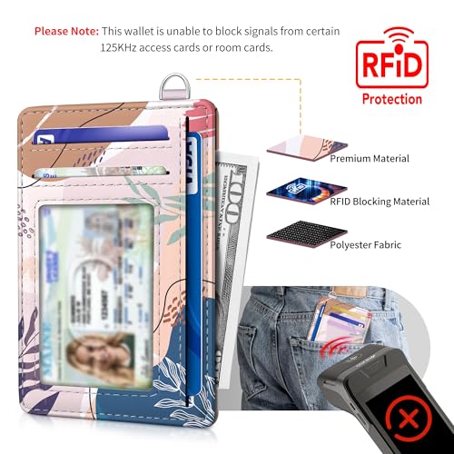 Image of Mayski Slim Wallet, Credit Card Holder for Women, Minimalist Front Pocket RFID Blocking Card Cases, Small Wallet Women Men(Leaves2)