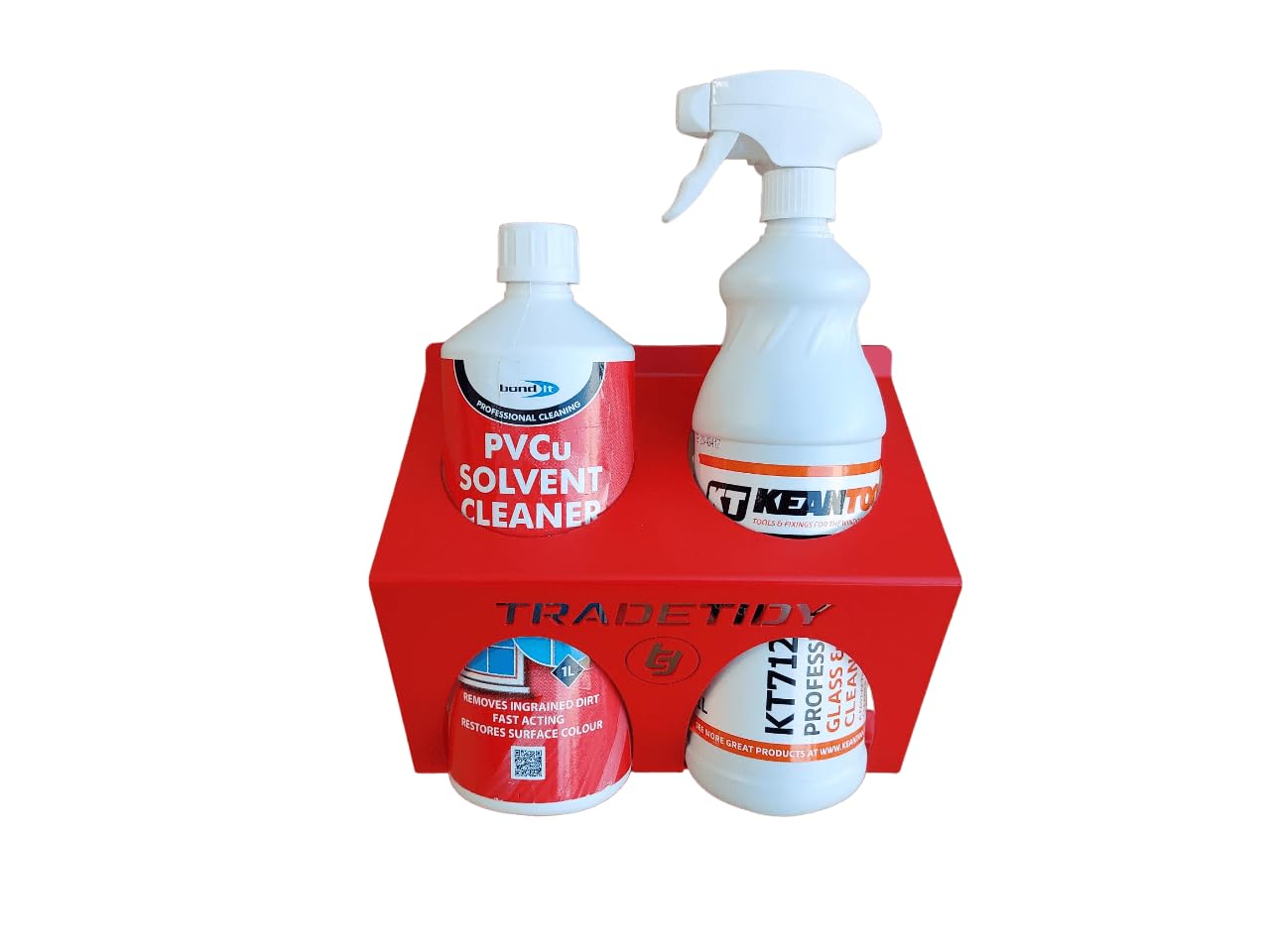 Tradetidy Red Glass/Solvent Pvcu Cleaner Holder - Ideal For Vans, Garages, Workshops - Made From Steel