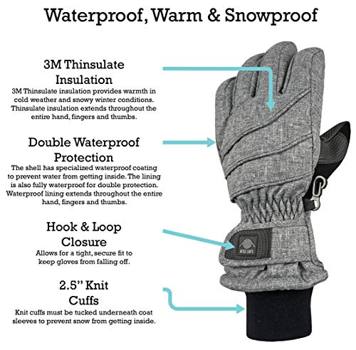 Image of N'Ice Caps Kids Waterproof Winter Thinsulate Warm Gloves | Boys and Girls Snow Ski Gloves with Durable Grippers on Palms, Fingers and Thumbs, 3M Insulation Ideal for Cold Weather