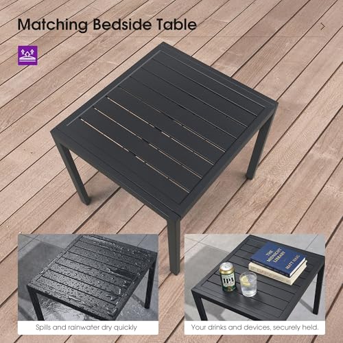 Image of PURPLE LEAF Oversized Patio Chaise Lounge Set of 2 with Side Table, Camel