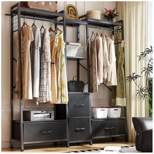 La mejor selección de Closet armable - los preferidos. 41 Simple Wisdom Closet Para Ropa armables, Perchero Para Ropa, con barra para colgar y 4 cajones, Closet Para Ropa en forma de T (Negro)