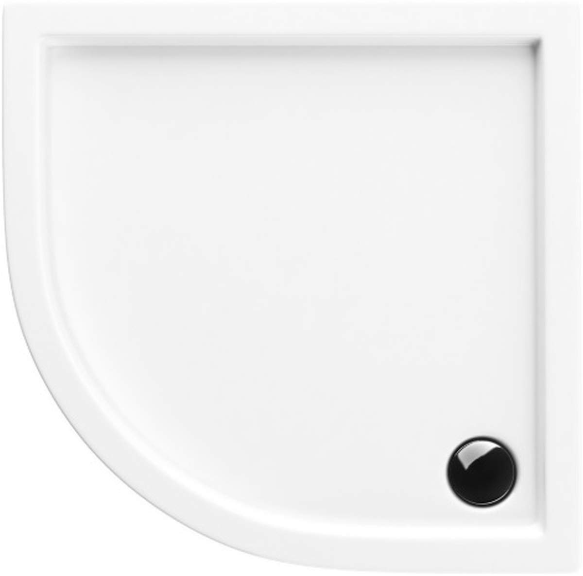 VBChome Duschwanne 90x90x5 cm R55 Duschtasse Viertelkreis für Duschkabine Styroporträger flach Sanitär-Acryl Duschbecken stabil glatt weiß Dusche+ Ablaufgarnitur