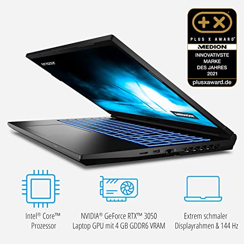 MEDION ERAZER Crawler E30 39,6 cm (15,6 Zoll 144hz) Full HD Gaming Notebook (Intel Core i5-12500H, 8GB DDR4 RAM, 512GB PCIe SSD, NVIDIA GeForce RTX 3050 4GB GDDR6, RGB Backlit, Win 11 Home) – Bild 5