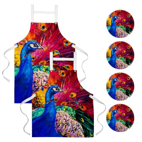 Tablier de cuisine lot de 2 pour nettoyage maison et bistrot multicolore