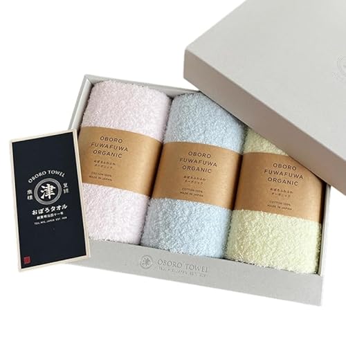 [順次発送][おぼろタオル]柔らかそーねフェイスタオル3枚ギフトセット(P) パステルカラーのフェイスタオル(イエロー・ブルー・ピンク)が入ったギフトセットです。