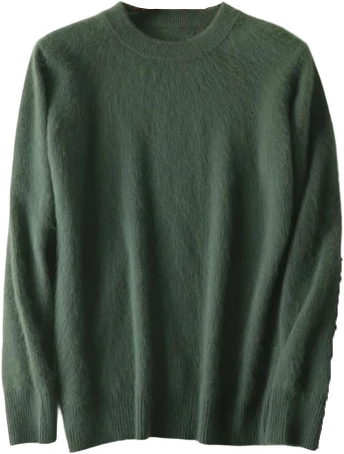 Men's Mink Cashmere Sweaters Solid Soft Warm O-Neck Casual Pullovers Long Sleeve Jumpers Tops