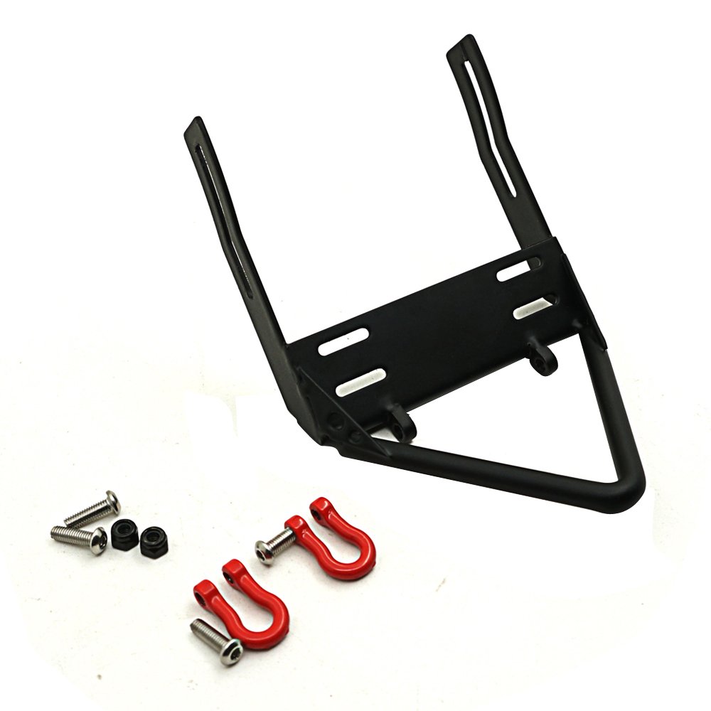 Pour Axial Pour SCX10 1/10 Pare Chocs Avant Alliage Métallique Avec Supports Treuil Manilles Accessoire Mise À Niveau Voiture RC Crawler Jouets RC