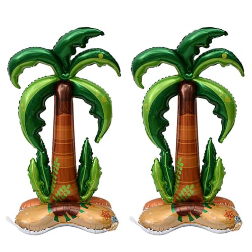 2 Pcs Coconut Tree Hawaiian Party Decorations Balloons Standing Pool Inflatables Tropical Party Large Decorations for Hawaiian Party Tropical Balloon Pool Beach Birthday Themed Party Accessories