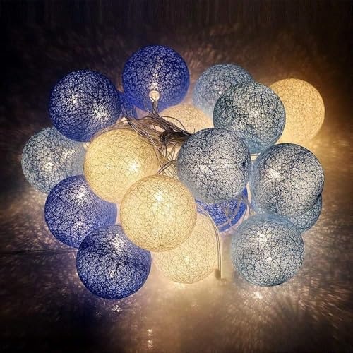 Ciskotu Guirlande Lumineuse Coton Boules Avec Prise - 3,8M 20 LEDs Chaîne Lumière pour Chambre Rideau Fête Noël Anniversaire Halloween Mariage Chambre de...