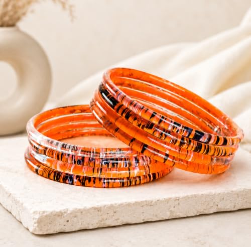 Image of NMII Premium Glass Bangle Set for Women | Multicolor Designer Kangan | Fancy Kanch ki Chudiya | 3D Transparent Chudi Set | Wedding & Festive Occasions Bangles